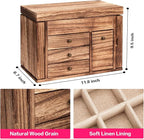 Poyilooo Jewelry Box Organizer, Solid Wood Jewelry Boxes for Women for Storage & Display Necklace Ring Earring Bracelet, Rust
