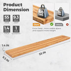 Live Edge Elm Floating Shelves For Wall - 55" W x 9.3" D Rustic Solid long Wood Shelves with Invisible Bracket, Wall-Mounted 