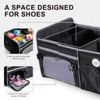 Bold Color Block Trunk Organizer, Foldable with 26L Ice Pack,95L Dedicated Shoe Space, Stylish for SUV/Car (Black, Midsize)