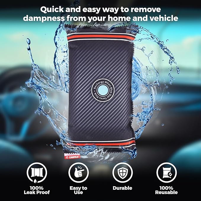 Reusable Car Dehumidifier Bag (XL Pack) Rechargeable Dehumidifier bags for Car, Trucks, and RVs - Prevent Damp & Moisture on