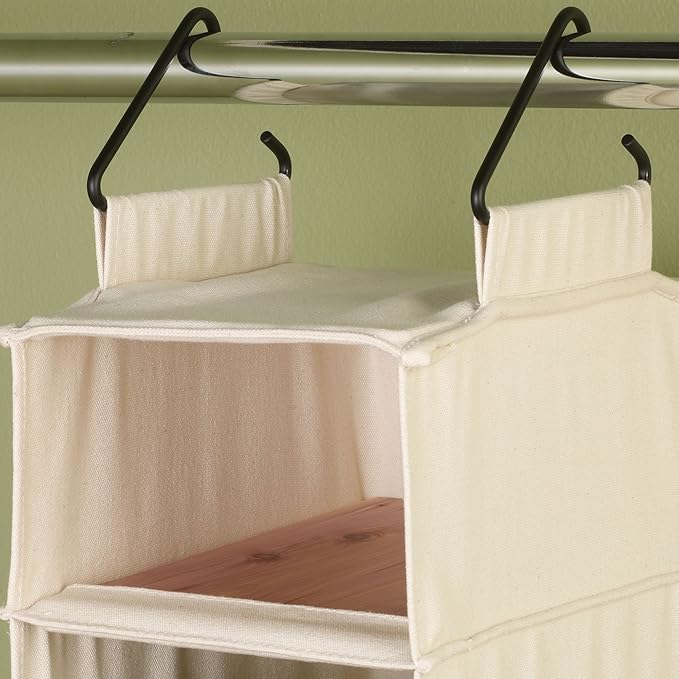 Household Essentials Hanging Shoe Organizer, 10 Wide Cubbies with Cedarline Pockets, Heavy-Duty Cotton Canvas, Removable and 