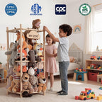 LAMU Stuffed Animal Storage Zoo, Wooden Stuffed Animals Organizer & Holder for Kids with Elastic Cords, Space Saving Plushies