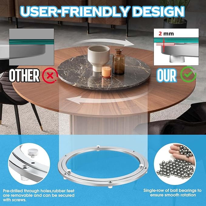 Lazy Susan Hardware,16 inch Heavy Duty Lazy Susan Bearing Kit,Rotating Serving Turntable for Aluminium Alloy Turntable Bearin