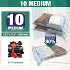 Vacuum Storage Bags, 10 Medium Space Saver Vacuum Seal Bags, Space Bags, Vacuum Sealer Bags for Clothes with Travel Hand Pump