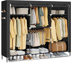 SONGMICS Portable Closet, Fabric Wardrobe, Clothes Rack with Shelves, Pockets, Large Capacity, 4 Hanging Rods, 74.4 x 17.7 x 