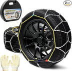 Auto Tightening Snow Chains Tire Chains Quick Easy Installation HKN110 Set of 2 for Cars SUV Pickup Trucks RV 195 205 215 225