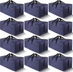 HOMESURE 12 Pack Large Strong Moving Bags with Zippers & Carrying Handles - Water-Resistant - Heavy Duty Storage Tote for Spa