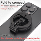 Dual Magnetic Ring Phone Mount - Foldable 360° Rotation CNC Aluminum Stand,1/4" Screw,Cold Shoe Interface, Hands-Free Holder for Live Streaming, Selfies & Multi-Device Use