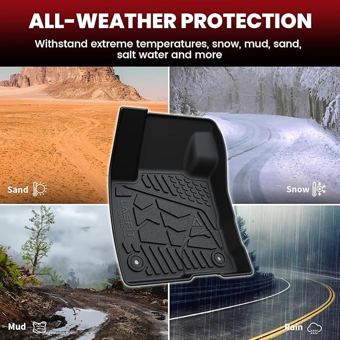 LASFIT Floor Mats and Cargo Mat for 2021-2026 Ford Bronco Sport Carpet Floor, Rear Bump in The Cargo Area, All Weather TPE SUV Floor Liners Cargo Area Custom Fit Trunk Mat