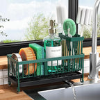 Cisily Sponge Holder for Kitchen Sink, Sink Caddy Organizer with High Brush Holder, Kitchen Countertop Organizers and Storage