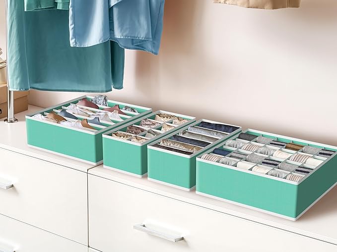 Simple Houseware 4-Pack Drawer Organizer Set - Closet Dividers for Underwear, Socks, Bras, Scarves, Ties - Foldable Non-Woven