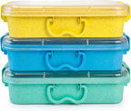 Carolart 3 Pack, Empty Sensory Bin, Wheat Straw Material，13.5 Inch Storage Container, Portable Plastic Storage Bins, Stackabl