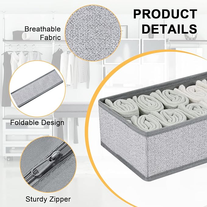 DIMJ Drawer Organizer Clothes, Dresser Organizer For Nursery, Bedroom, Closet, Baby Clothes Organizer and Storage, Foldable F