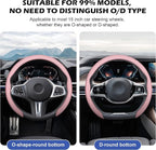 Frani Nappa Leather Steering Wheel Cover,Universal Fit 15 Inch-Premium Non-Slip Breathable Comfort Grip for Cars Trucks SUVs,Anti-Slip Durable Interior Upgrade Light Pink