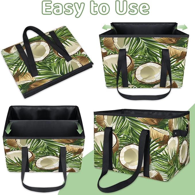 Reusable Grocery Bag, Foldable Large Shopping Tote Bag for Groceries Kitchen Picnic Car Trunk