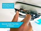 Sunglasses Holder for Car Visor – Dual Storage Holds 2 Pairs | One-Hand Operation, Scratch-Proof, Universal Fit | Glasses Organizer for Vehicle Visor (Black)