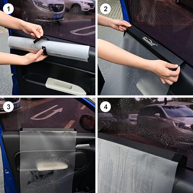 NEWISHTOOL Window Tint Tool, 4 Packs Car Door Panel Cover Waterproof Guard Protection for Car Window Film Tint Application, Reusable PET Water Shield Cover