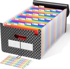 ABC life 26-Pocket Accordion File Organizer, High Capacity Expandable Monthly Bill & Receipt Holder with Colored A-Z Tabs, Po