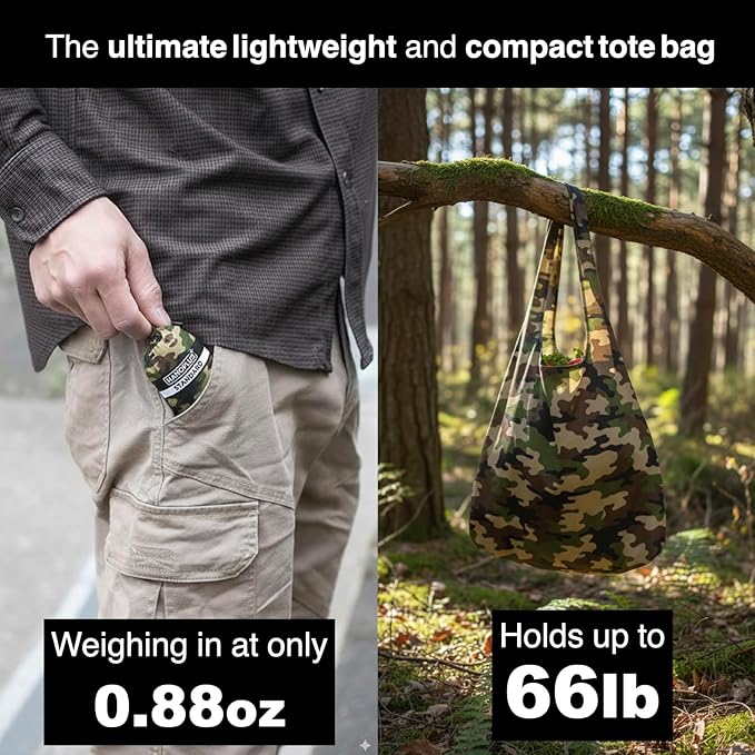 Compact Reusable Grocery Tote Bag – Lightweight, Foldable & Packable Shopping Bag for Travel