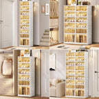 CIMLORD 9-Tier Foldable Shoe Rack Organizer for Closet 18Pairs Plastic Shoe Shelf Collapsible Shoes Storage Box Clear Shoe Bo