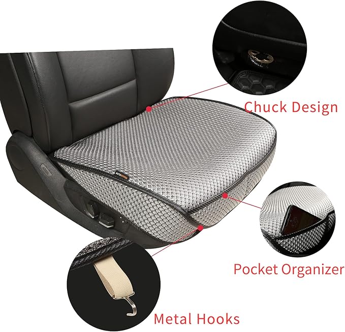 Auto Newer Breathable Universal Four Seasons Car Seat Covers， Luxury Car Seat Cushion，Protectors for Front Seat Bottoms,Compa