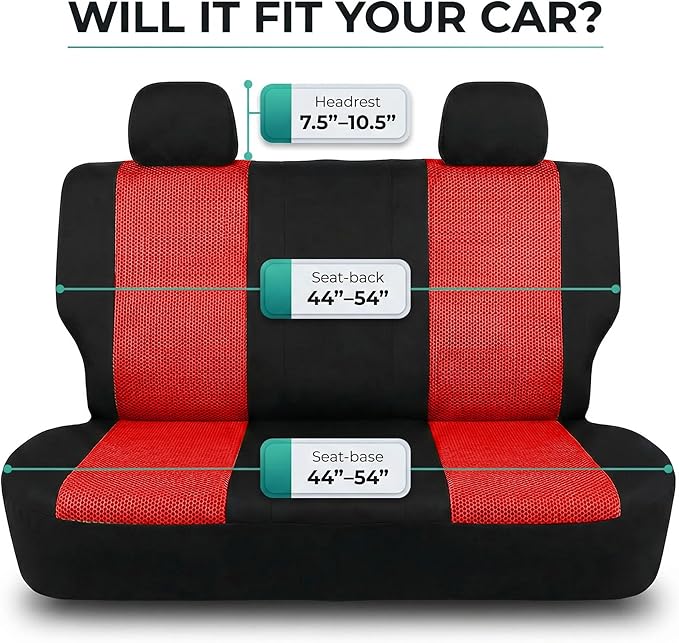 FH Group Automotive Rear Car Seat Covers for SUV, Trucks, Sedan and More - Universal Fit Front High Back & Rear Solid Bench D