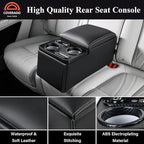 Coverado Car Center Console, Universal Rear Bench Seat Console, Back Seat Car Organizer, Automotive Center Console with Cup Holder & Phone Holder, Central Armrest Box (Update, Black)