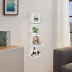 5 Tier Wall Shelf Unit-White Floating Shelves for Home Decor, Modern Unique Asymmetric Design for Bedroom & Living Room Stora