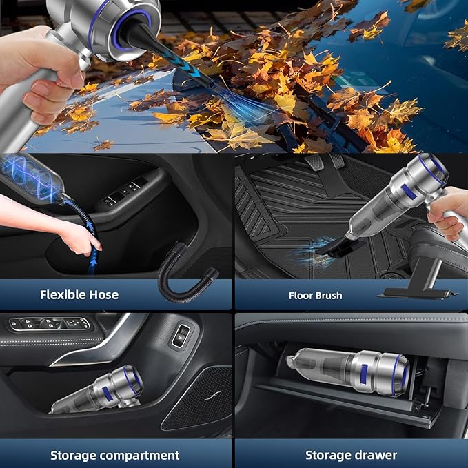 Portable Car Vacuum - 22000PA Cars Vacuum Cleaner High Power 4 in 1 Compressed Air Duster & Air Blower & Pump Hand Held Vacuu