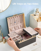 Lolalet Jewelry Box Organizer for Women Girls, 2 Layer Jewelry Organizers and Storage for Necklace Earrings Rings Bracelets, 