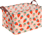 Strawberry Storage Basket Waterproof Canvas Toy Storage Bin Strawberry Shortcake Room Decor Collapsible Outdoor Basket with L