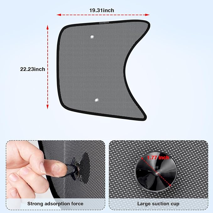 KUST Semi-Truck Side Window Sun Shade - Fits Freightliner Cascadia (All Years) - UV Block & Heat Reduction - with Suction Cup -Mesh Side Window Shades for Long-Haul Drivers