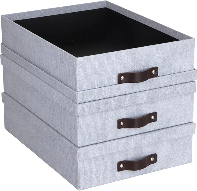 Bigso Oskar Canvas Fiberboard Document Letter Box | File Organizer Document Box for Important Paperwork | Document Storage Bo