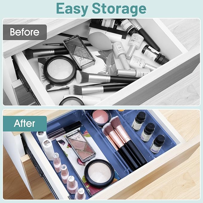 WOWBOX 25 PCS Plastic Drawer Organizer Set, 4 Sizes Desk Drawer Divider Organizers and Storage Bins for Makeup, Jewelry, Gadg
