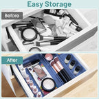 WOWBOX 25 PCS Plastic Drawer Organizer Set, 4 Sizes Desk Drawer Divider Organizers and Storage Bins for Makeup, Jewelry, Gadg