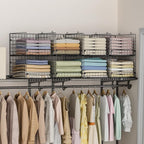 4-Tier Stackable Closet Organizers and Storage Shelves, Foldable Closet Shelf Organizer System, Stackable Storage Bins Drawer