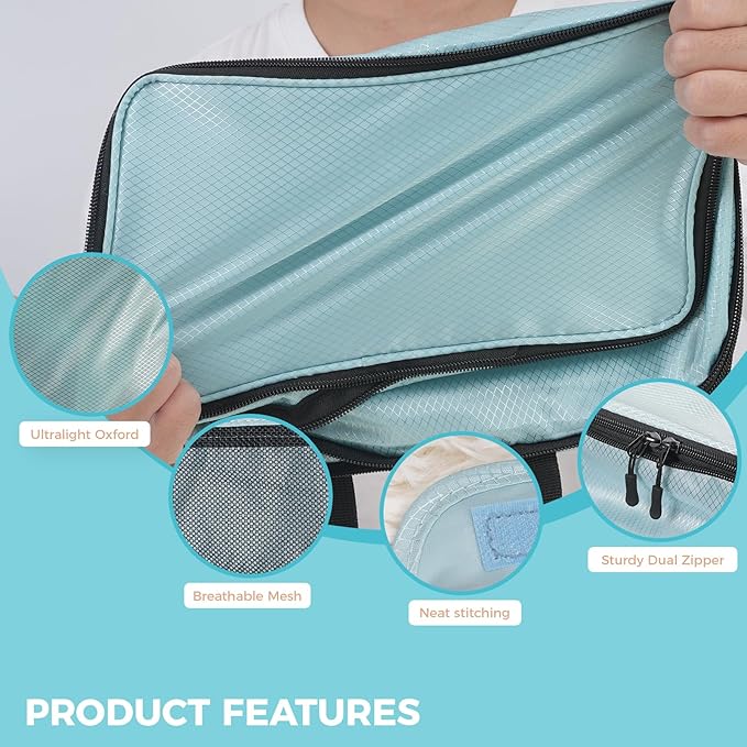 Compression Packing Cubes Set, Versatile 8pc Travel Essential Packing System- Lightweight Travel Organizers for Family & Busi