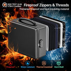 ENGPOW Fireproof Document Box, Hard Case File Box with Fireproof Zipper＆Lock, 6400°F Heat Insulated Fire and Water Resistant 