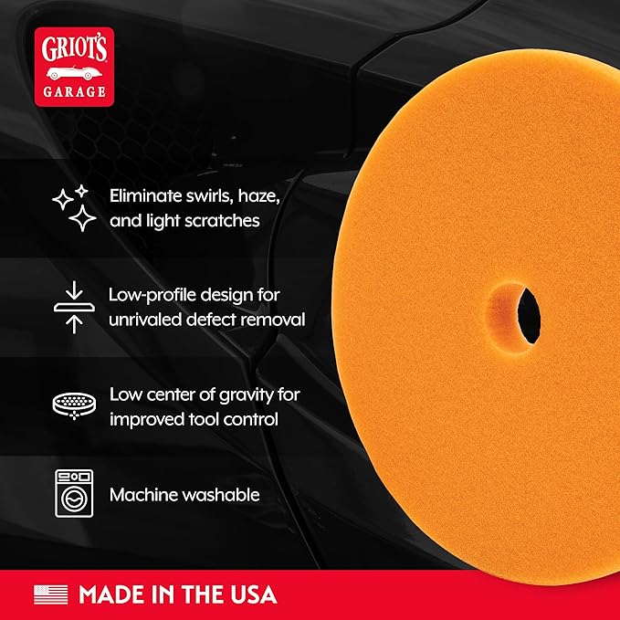 Griot's Garage 6.5" BOSS Correcting Foam Pads for Car Polishing, Buffing, Detailing and Light to Moderate Auto Paint Correction, Durable, Machine-Washable, Pack of 2