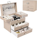 Dajasan Jewelry Organizer Box, Large Jewelry Boxes for Women Girls, Space-Saving 4 Layers Jewelry Storage Case with Drawer, M