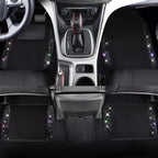 CAR PASS 23 PCS Bling Diamond Car Accessories Set for Women, Leather Seat Covers Full Set Floor Mats Steering Wheel Cover, Coasters Seat Belt Covers Phone Holder Universal Fit Car SUV Truck Van Black
