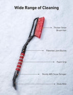 AstroAI 2 Pack 27" Snow Brush and Ice Scrapers for Car Windshield, Detachable Snow Scrapers with Ergonomic Foam Grip for Cars, Trucks, SUVs (Heavy Duty ABS, PVC Brush, Orange)