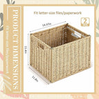 Jingmore 2 Pack Paper Rope Hanging File Box, Letter Size Document Filing Boxes, Woven Decorative Storage Box, Hanging File Ba