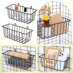 10 PCS Hanging Wire Baskets for Organizing - Hanging Metal Basket Storage with Wall Grid Panel, Rust-Resistant Iron for Kitch