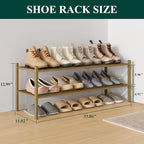 Smiry Long Bamboo Shoe Rack 2-Tier, Stackable Wooden Shoe Organizer for Entryway & Closet, Free Standing Wood Shoe Storage Sh