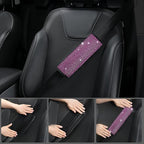CAR PASS 11 PCS Bling Diamond Car Accessories Set for Women, Sparkly Rhinestone Steering Wheel Cover, Bling Seat Belt Cushion