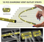 NBTEPEM 30 Pcs Yellow Bling Car Accessories Set for Women, Steering Wheel Cover Set, Bling Console Cover, Seat Belt Cushion, Shift Knob Cushion, Cup Holder Coaster, Rhinestone Car Hanging Accessories