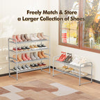 SUFAUY 2-Tier 33" Wide Shoe Rack, Closet Metal Wire, Stackable, Gray