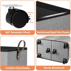 SpaceTrove Laundry Basket with Wheels, Collapsible Laundry Baskets, Laundry Hamper with Handles Detachable Wheels, Rolling La