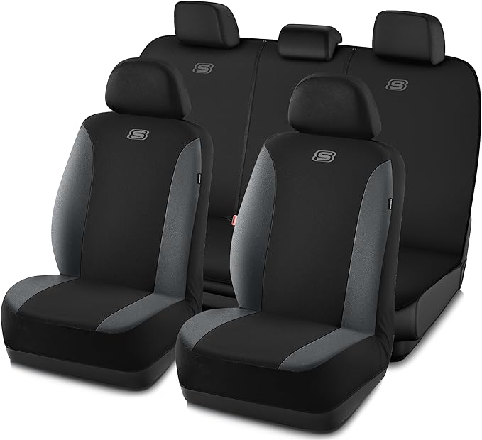Skechers Seat Covers, Premium Breathable Polyester Seat Covers, Car Seat Covers Full Set Airbag Compatible, Automotive Comfor